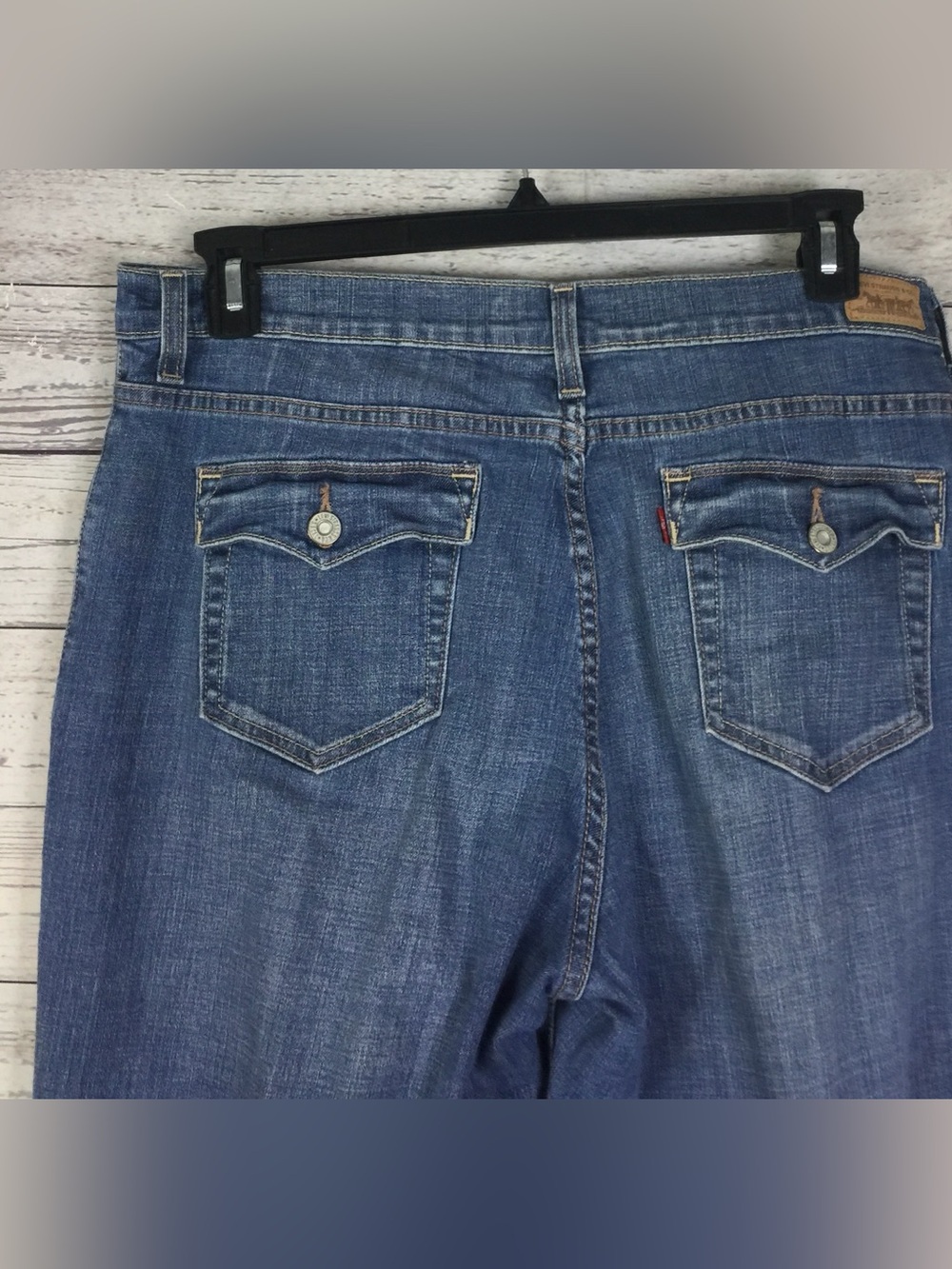 Levi's Women’s 512 Perfectly Slimming Bootcut Stretch Blue Denim Jeans Size 18M - Picture 5 of 10
